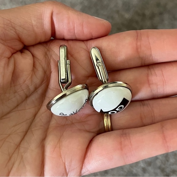 Vintage Duchamp London Cufflinks Stop Go Arrow Red Traffic Light Black White - Picture 3 of 6